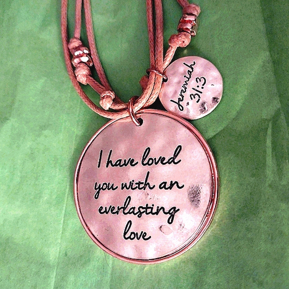 Women's rose gold and silver corded necklace with 2 pendents